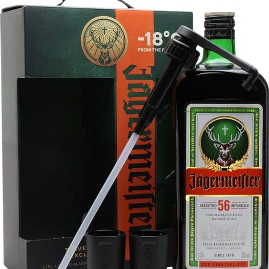Jagermeister 1.75Ltr + 2 Shot glasses + Pump